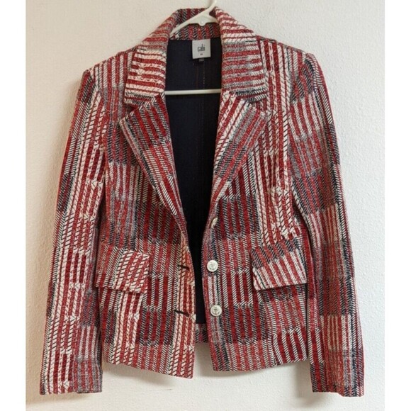 Women's Cabi Patchwork Blazer #6028 Red White Blue Classic Jacket XS EXCELLENT! - Picture 11 of 13